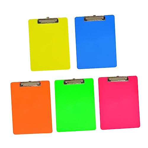 TEMPNAP 5Stücke Farbige Klemmbretter Stabiler Papierhalter mit Metallclip für Büro Schule und Zuhause Rot Orange Grün Je von TEMPNAP