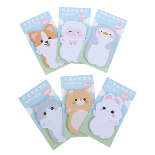TEMPNAP 6 Sätze Selbstklebende Notizblätter Tierform Süße Cartoon Haftnotizen für Schule und Büro Praktische Memo Pads für Studenten und Büroangestellte Organisieren und Erinnern von TEMPNAP
