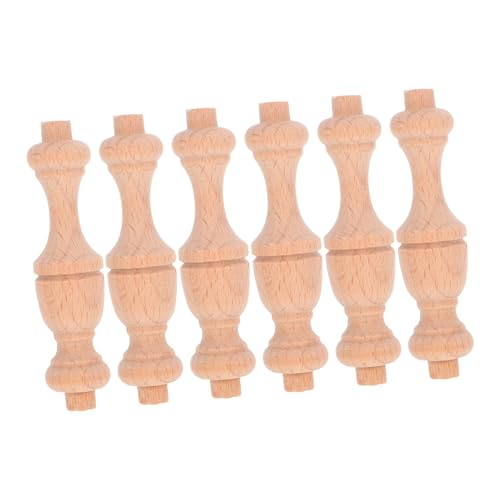 TEMPNAP 6 Stück Teiliges Dekorativen Holzspindeln Unlackierte Solide Holzsäulen im Einzigartigen Kürbisdesign für Möbel und Diy Projekte für Stilvolle Heimdekoration von TEMPNAP