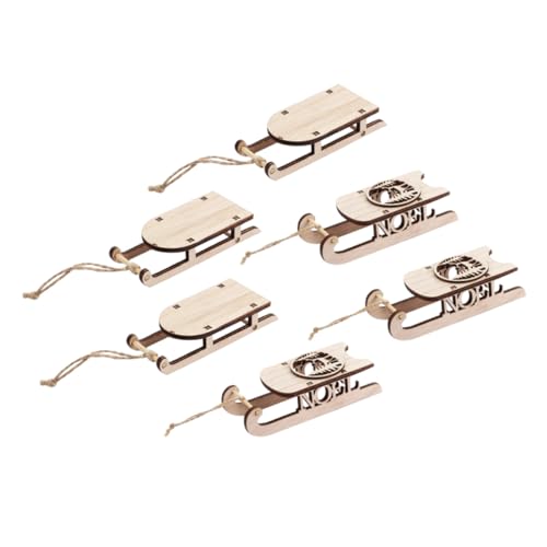 TEMPNAP 6 Stück Weihnachtsschlitten Aus Holz Weihnachtsschmuck Mini Weihnachtsausschnitte Weihnachts Lolly Schlitten Weihnachtsschlitten Ornament Weihnachtsdekorationen von TEMPNAP