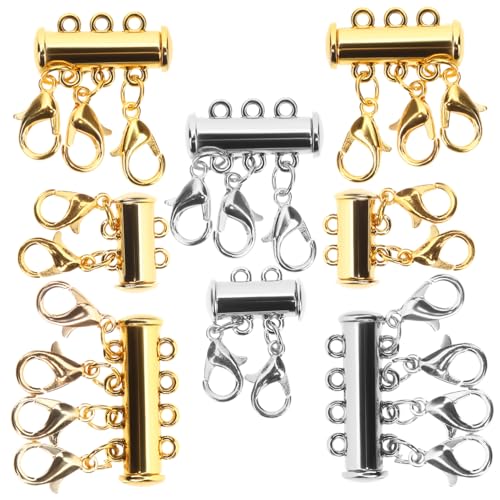 TEMPNAP 8 Stück Teiliges Magnetischer Kettenverschlüsse aus Kupfer für Mehrreihige Halsketten und Armbänder Stabiler Schmuckverschluss für Verhedderungsfreie Stapelbare Schmuckstücke von TEMPNAP