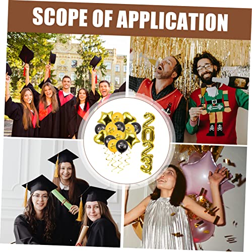 TEMPNAP Graduationsballon Aluminium Folienballons mit Gold und Schwarzfarben Stern und Herzformen Wiederverwendbar Dekorativ für Abschlussfeiern und Klassenzimmerdekorationen von TEMPNAP