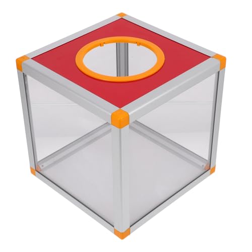 TEMPNAP Rote Robuste Raffle Ticket Box aus Aluminium und MDF Klare Vierseitige Spenden und Losbox mit Großem Stauraum für Spendenaktionen Fundraising und Partyspiele von TEMPNAP