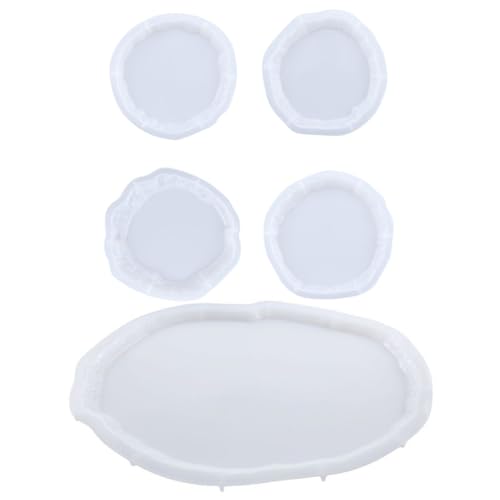 TEMPNAP Silikonform DIY Resin Untersetzer mit Unregelmäßigen Formen und Ovalem Tablett Flexible und Langlebige Epoxidharz Gießform für Kreative Handarbeiten von TEMPNAP