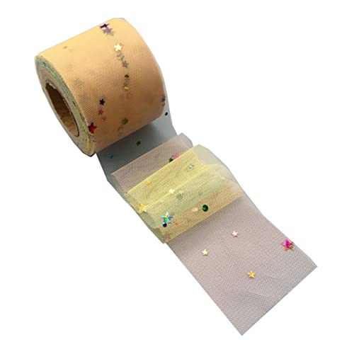 TEMPNAP Star und Mond DIY Regenbogen Tüllband mit Pailletten für Kleidung und Haarschmuck Hellgelb Vielseitig Leicht und Elegant von TEMPNAP