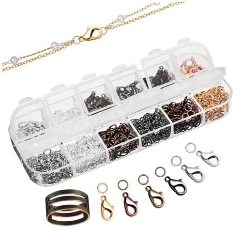 TEMPNAP Teiliges Schmuckverbinder aus Kupfer mit Hummerklauen Verschlüssen und Offenen Sprungringen für DIY Halsketten Armbänder Glänzend Langlebig Einfache Handhabung Vielseitig von TEMPNAP