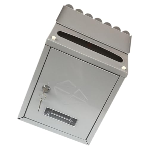 TEMPNAP Vintage Briefkasten mit Schloss Europäischer Stil Wetterfeste Wandbriefkasten für Außenbereich Praktische Post und Zeitungsaufbewahrung Silberfarben von TEMPNAP