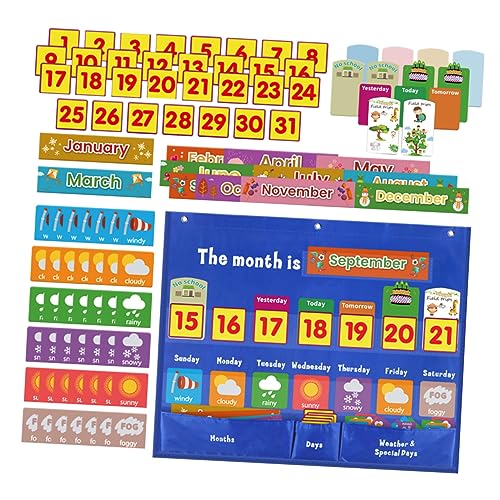 TEMPNAP Wandhängender Wochenkalender mit Klaren Taschen Teiliges Lernset für Klassenzimmer und Homeschooling Pädagogisches Kalender Chart für Wochentage Monate und Aktivitäten TEMPNAP Wandhängender Wochenkalender mit Klaren Taschen Teiliges Lernset für Klassenzimmer und Homeschooling Pädagogisches Kalender Chart für Wochentage Monate und Aktivitäten von TEMPNAP