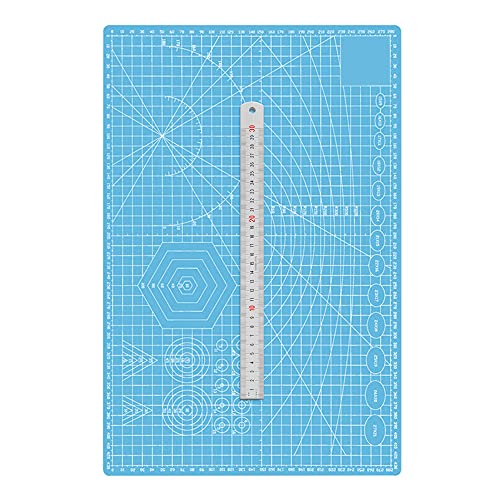 TEN-HIGH A3 Selbstheilende Schneidematte,Blau 2mm dick,Bastelunterlage 45cm x 30cm,mit Stahllineal von TEN-HIGH