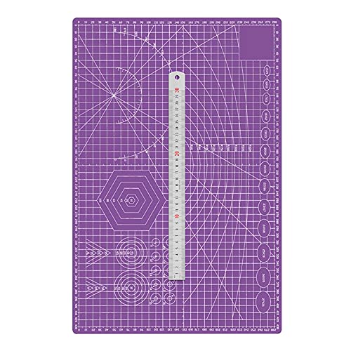 TEN-HIGH A3 Selbstheilende Schneidematte,Lila 2mm dick,Bastelunterlage 45cm x 30cm,mit Stahllineal von TEN-HIGH