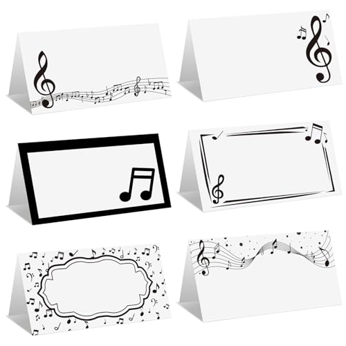 Tischkarten mit Musiknoten, Schwarz / Weiß, Musiknoten, Namensschilder, Musik-Tischkartenhalter, Tischkarten, elegante Namenszelte für Hochzeit, Konzert, Geburtstag, Party, Abendessen, 48 Stück Tischkarten mit Musiknoten, Schwarz / Weiß, Musiknoten, Namensschilder, Musik-Tischkartenhalter, Tischkarten, elegante Namenszelte für Hochzeit, Konzert, Geburtstag, Party, Abendessen, 48 Stück von TENDFINE