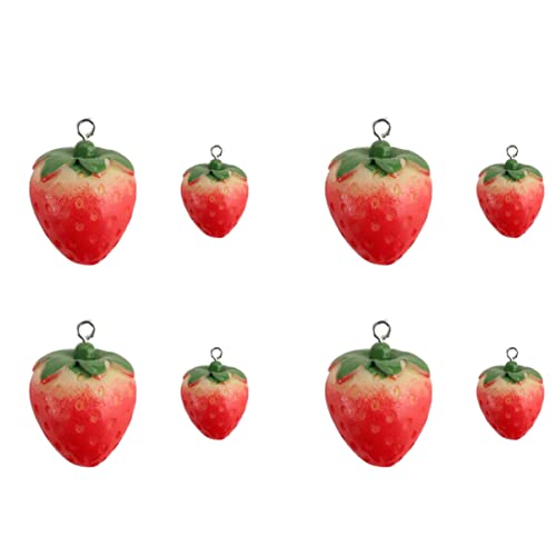 8st Harz-erdbeer-zubehör Taschenverzierungen Halskettenanhänger Anhänger Zum Aufhängen Von Früchten Erdbeer-Accessoires Erdbeere Hängen Ornament Erdbeerperle Obst 3D Große Erdbeere von TENDYCOCO