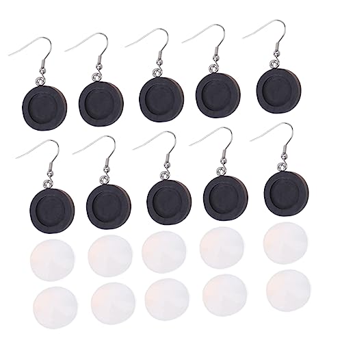 TENDYCOCO 10St runder Cabochon schmuckherstellung schmuck machen Ohrring Accessoires Ohrringe selber machen blanke Lünette für Ohrstecker Ohrringe Lünette Holzohrringe Rohlinge Bambus Black von TENDYCOCO