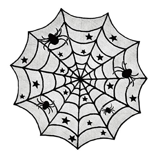 TENDYCOCO Halloween Black Spider Web Tischdecke Spitze Stricken Restaurant Tischdeckel Abdeckungen Halloween Tischdekoration von TENDYCOCO