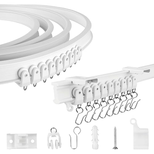 TENEVEAMO Flexible Deckenvorhangschiene, 3 m, Vorhangschiene, Deckenhalterung mit glatten Rollen, Schiebevorhangschienensystem für Fenster, Wohnmobil, Tür, Weiß TENEVEAMO Flexible Deckenvorhangschiene, 3 m, Vorhangschiene, Deckenhalterung mit glatten Rollen, Schiebevorhangschienensystem für Fenster, Wohnmobil, Tür, Weiß von TENEVEAMO