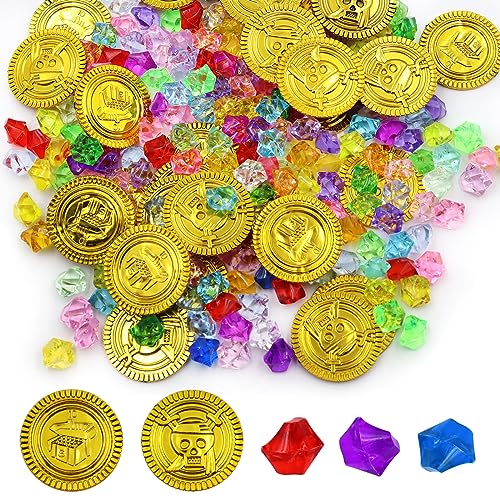 GETRICH 260 Stück Goldmünzen Piratenschatz Set 200Pcs Edelsteine für Kkinder und 60Pcs Goldmünzen Kinder Goldtaler Schatzsuche Piratenschatz Kindergeburtstag für Schatzkiste Spiele Piratenparty GETRICH 260 Stück Goldmünzen Piratenschatz Set 200Pcs Edelsteine für Kkinder und 60Pcs Goldmünzen Kinder Goldtaler Schatzsuche Piratenschatz Kindergeburtstag für Schatzkiste Spiele Piratenparty von Guoml
