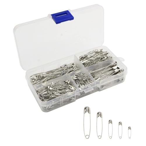 260 Stück Sicherheitsnadeln,Sicherheitsnadeln Groß,Sicherheitsnadel,Safety Pins,Sicherheit Pin,für Kunsthandwerk Nähen Schmuckherstellung Heimarbeitsplatz(Silber) von TENGEE