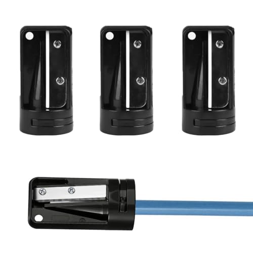 3 Stück Tischler Bleistiftspitzer,Anspitzer für Zimmermannsbleistift,Zimmermanns-bleistiftspitzer,ABS-kunststoff und Stahl,Geeignet für Zimmermannsbleistifte,Herkömmliche Bleistifte(Schwarz) von TENGEE