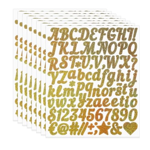 8 Stück Buchstaben Aufkleber,Klebebuchstaben,Gold Glitzer Sticker Buchstaben, Selbstklebend Wasserdichte Goldene Buchstabenaufkleber,FüR TüR, Briefkasten,Diy Scrapbooking,Geschenkkartendekoration. von TENGEE
