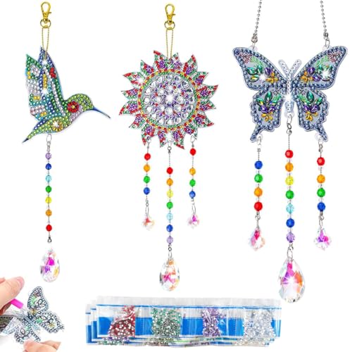 Geschenke Mädchen 6-12 Jahre, Diamond Painting Sonnenfänger Windspiel Bastelset Kinder Ab 5-10 Jahre, Mosaik Windspiel Für Decor von TENGYIF