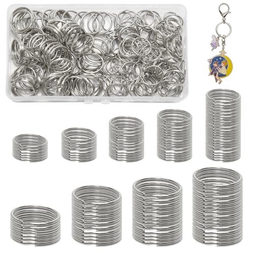 200 Stück Schlüsselringe Edelstahl, 20 mm und 25 mm Schlüsselring, Silber Spaltringe Schlüsselanhänger Ringe für Home Auto Office Schlüssel Befestigung, Arts und Crafts DIY Zubehör von TENTHPEO