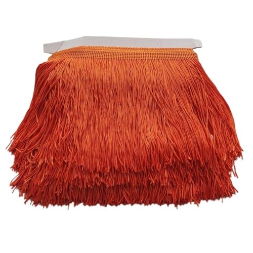 TENVORA Fransenborte,Fransen 1 Meter, 25 Farben, schöne, 20 cm Lange Spitzenfransenbesatz, Polyester-Quaste, Fransenbesatz, DIY-Lateinamerika-Kleid, Bühnenkleidung, Zubehör(Deep Orange) von TENVORA