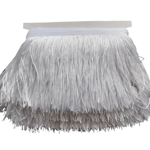 TENVORA Fransenborte,Fransen 1 Meter, 25 Farben, schöne, 20 cm Lange Spitzenfransenbesatz, Polyester-Quaste, Fransenbesatz, DIY-Lateinamerika-Kleid, Bühnenkleidung, Zubehör(White) von TENVORA