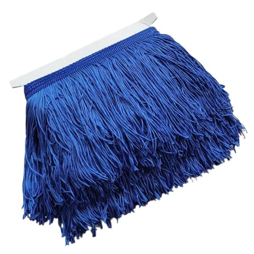 TENVORA Fransenborte,Fransen 1 Meter 10 Farben 20CM Lange Spitze Fransenbesatz Polyester Quaste Fransenbesatz for Kleid Bühne Kleidungsstück Vorhang Zubehör(Blue) von TENVORA