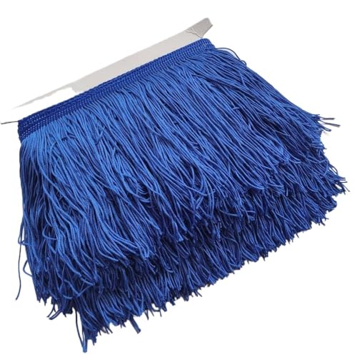 TENVORA Fransenborte,Fransen 5/10 Meter Wunderschöne 15 cm Lange Spitzenfransenbesatz Polyester Quaste Fransenbesatz DIY Latein Kleid Bühnenkleidung Zubehör(Blue,10Meters) von TENVORA