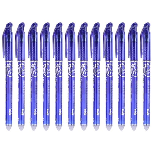 12 Stück 0,5 mm luxuriöser radierbarer Gelschreiber, feine Spitze, Blau, Kugelschreiber, Heimbüro, Studenten, Schreibwaren, Stifte, Büroprodukt, Stifte, Spitze, Radiergummi, Füllfederhalter von TENYELE