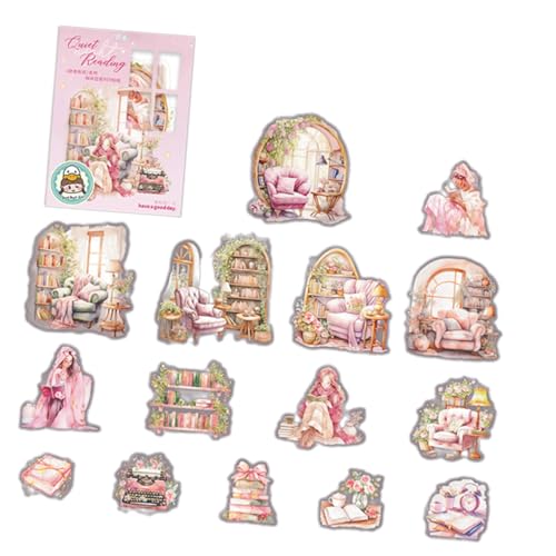15 Stück dekorative Szenen-Aufkleber, PET-Aufkleber, ästhetischer Scrapbook-Aufkleber für Notizbuch, Tagebuch, Planer, Wasserflasche, Laptop, dekorativer Aufkleber für Scrapbooking 15 Stück dekorative Szenen-Aufkleber, PET-Aufkleber, ästhetischer Scrapbook-Aufkleber für Notizbuch, Tagebuch, Planer, Wasserflasche, Laptop, dekorativer Aufkleber für Scrapbooking von TENYELE