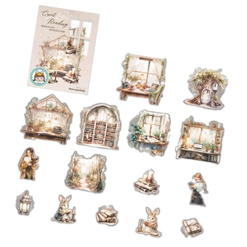 15 Stück dekorative Szenen-Aufkleber, PET-Aufkleber, ästhetischer Scrapbook-Aufkleber für Notizbuch, Tagebuch, Planer, Wasserflasche, Laptop, dekorativer Aufkleber für Scrapbooking 15 Stück dekorative Szenen-Aufkleber, PET-Aufkleber, ästhetischer Scrapbook-Aufkleber für Notizbuch, Tagebuch, Planer, Wasserflasche, Laptop, dekorativer Aufkleber für Scrapbooking von TENYELE
