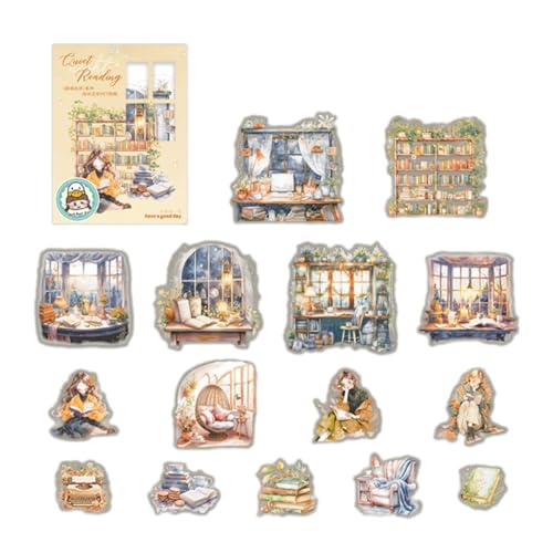 15 Stück dekorative Szenen-Aufkleber, PET-Aufkleber, ästhetischer Scrapbook-Aufkleber für Notizbuch, Tagebuch, Planer, Wasserflasche, Laptop, dekorativer Aufkleber für Scrapbooking 15 Stück dekorative Szenen-Aufkleber, PET-Aufkleber, ästhetischer Scrapbook-Aufkleber für Notizbuch, Tagebuch, Planer, Wasserflasche, Laptop, dekorativer Aufkleber für Scrapbooking von TENYELE