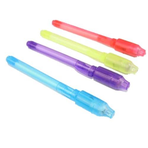 4 Stück Unsichtbarer Stift mit UV-Lichtern LED Marker Stift Geschenk Schreibwaren Set für Kinder Studenten Schreiben Kugelschreiber Einziehbarer Acroball von TENYELE