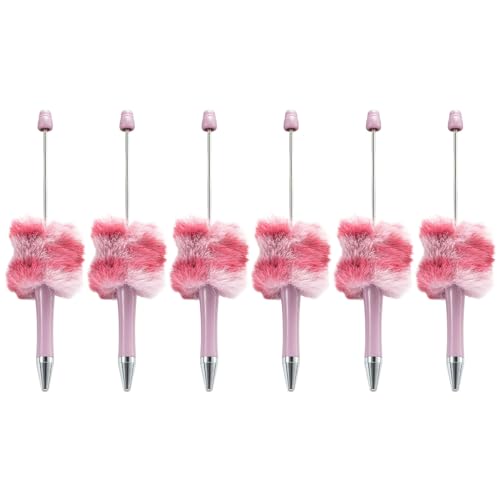 6 x Perlen-Kugelschreiber, Plüsch-Kugel, für Studenten, Jungen, Mädchen, Belohnung, Geburtstagsgeschenk, Schwarz von TENYELE