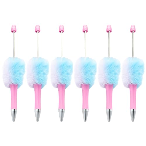 6 x Perlen-Kugelschreiber, Plüsch-Kugel, für Studenten, Jungen, Mädchen, Belohnung, Geburtstagsgeschenk, Schwarz von TENYELE