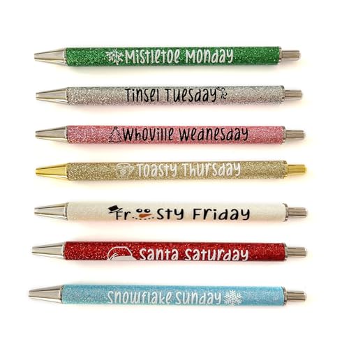 7 Stück Weihnachts-Stift Lustiger Halloween-Kugelschreiber für Kinder, Studenten, Klasse, Belohnung, einziehbarer Kugelschreiber für Kinder, Stifte und Bleistifte, einziehbar, beleuchtet von TENYELE