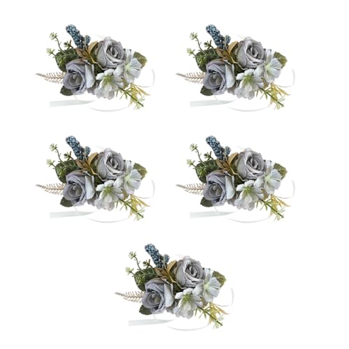 Ansteckblume für Hochzeit, Boutonniere für Hochzeit, Zeremonie, Jahrestag, Rose, für Braut und Bräutigam, Trauzeugen, Blume, 5 Stück Ansteckblume für Hochzeit, Boutonniere für Hochzeit, Zeremonie, Jahrestag, Rose, für Braut und Bräutigam, Trauzeugen, Blume, 5 Stück von TENYELE