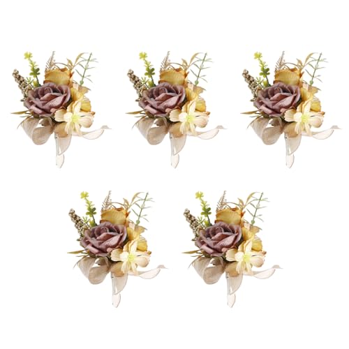 Ansteckblume für Hochzeit, Boutonniere für Hochzeit, Zeremonie, Jahrestag, Rose, für Braut und Bräutigam, Trauzeugen, Blume, 5 Stück Ansteckblume für Hochzeit, Boutonniere für Hochzeit, Zeremonie, Jahrestag, Rose, für Braut und Bräutigam, Trauzeugen, Blume, 5 Stück von TENYELE