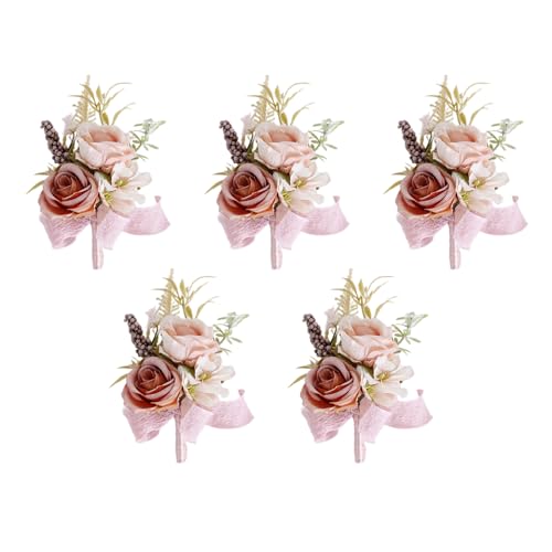 Ansteckblume für Hochzeit, Boutonniere für Hochzeit, Zeremonie, Jahrestag, Rose, für Braut und Bräutigam, Trauzeugen, Blume, 5 Stück Ansteckblume für Hochzeit, Boutonniere für Hochzeit, Zeremonie, Jahrestag, Rose, für Braut und Bräutigam, Trauzeugen, Blume, 5 Stück von TENYELE