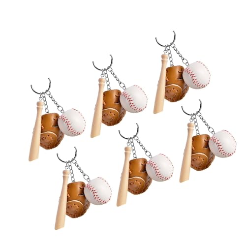 Baseball-Schlüsselanhänger, Baseball-Halter, Rucksack, Geldbörse, Charm-Anhänger, Schlüsselanhänger, Zubehör, Kindergeburtstag, Partyzubehör, Legierung, Schlüsselanhänger, Charm, 6 Stück Baseball-Schlüsselanhänger, Baseball-Halter, Rucksack, Geldbörse, Charm-Anhänger, Schlüsselanhänger, Zubehör, Kindergeburtstag, Partyzubehör, Legierung, Schlüsselanhänger, Charm, 6 Stück von TENYELE