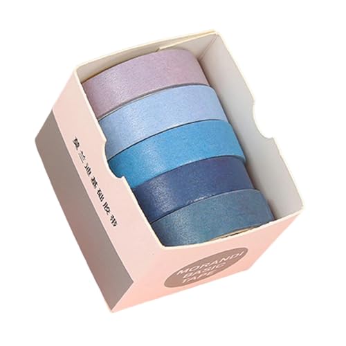 Dekoratives Klebeband, 10 mm x 2 m, für Scrapbooking, Fotoalbum, Tagebuch, Notizbuch, wasserabweisend, ästhetisches Papierband, Scrapbooking, 5 Rollen von TENYELE