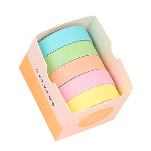 Dekoratives Klebeband, 10 mm x 2 m, für Scrapbooking, Fotoalbum, Tagebuch, Notizbuch, wasserabweisend, ästhetisches Papierband, Scrapbooking, 5 Rollen von TENYELE