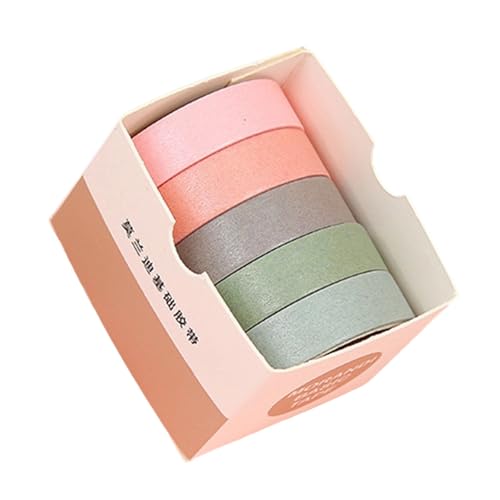 Dekoratives Klebeband, 10 mm x 2 m, für Scrapbooking, Fotoalbum, Tagebuch, Notizbuch, wasserabweisend, ästhetisches Papierband, Scrapbooking, 5 Rollen von TENYELE