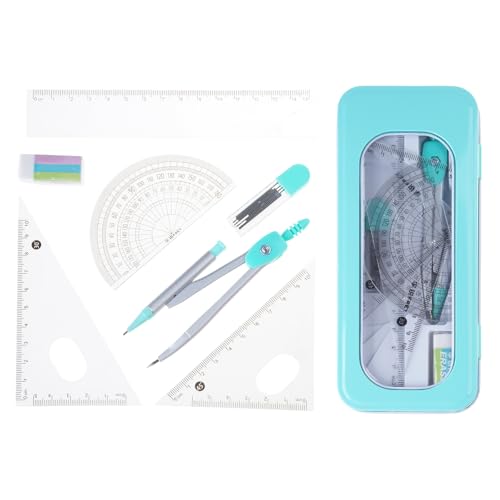 Geometrie-Werkzeug-Set für Schüler, 7-teilig, inkl. Metall-Werkzeug, quadratischer Radiergummi, Winkelmesser, Aufbewahrungskoffer Geometrie-Werkzeug-Set für Schüler, 7-teilig, inkl. Metall-Werkzeug, quadratischer Radiergummi, Winkelmesser, Aufbewahrungskoffer von TENYELE