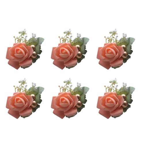 Rosen-Corsagen für Hochzeit, Jahrestag, Abschlussball, Party, Blume, Handgelenk, Mutter, Brautjungfer, Rosen-Ansteckblume für Damen und Boutonniere, Set, Armbänder, Abschlussball, 6 Stück Rosen-Corsagen für Hochzeit, Jahrestag, Abschlussball, Party, Blume, Handgelenk, Mutter, Brautjungfer, Rosen-Ansteckblume für Damen und Boutonniere, Set, Armbänder, Abschlussball, 6 Stück von TENYELE