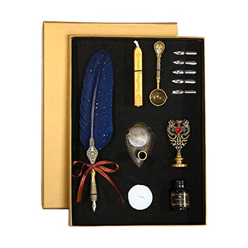 Sprinkle Gold Luxus Vintage Federkiel Dip Kalligraphie Füllfederhalter Schreiben Kristallglas Stift Schreibset von TENYELE