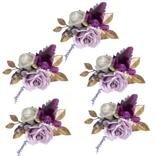 TENYELE 5 Rosen-Corsagen für Hochzeit, Jahrestag, Abschlussball, Party, Blumen-Handgelenk-Corsagen für Mutter der Braut und des Bräutigams, Braut-Handgelenk-Blume TENYELE 5 Rosen-Corsagen für Hochzeit, Jahrestag, Abschlussball, Party, Blumen-Handgelenk-Corsagen für Mutter der Braut und des Bräutigams, Braut-Handgelenk-Blume von TENYELE