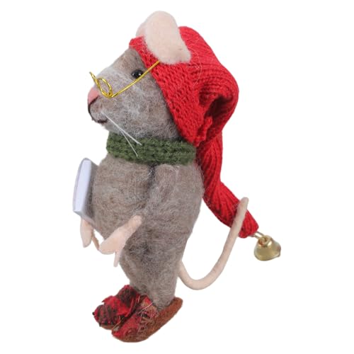 TENYELE Nadelfilz Modell Weihnachten Cartoon Wolle gefilzt Mäuse Miniaturfigur Puppen für Wohnkultur oder Mottopartys Nadelfilz von TENYELE