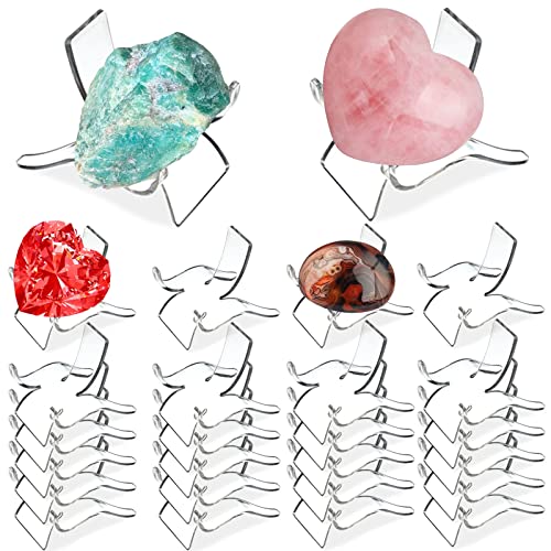 (24 Stück) Präsentationsständer, Acryl-Felsen, transparenter Display-Staffelei, Ständer für Kristallgeoden, Stein, Mineral, Achat, Fossil, Koralle, Kristall, Edelstein, kleine Sammlerstücke, von TERDEWE